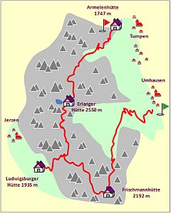 Skizze zum Tourenverlauf