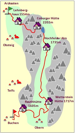 Skizze zum Tourenverlauf