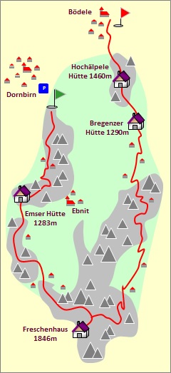 Skizze zum Tourenverlauf