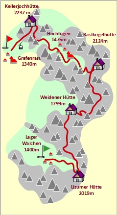 Skizze zum Tourenverlauf