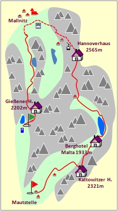 Skizze zum Tourenverlauf