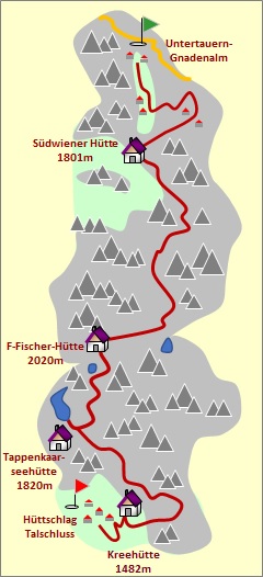 Skizze zum Tourenverlauf