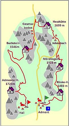 Skizze zum Tourenverlauf