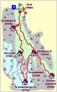 Skizze zum Tourenverlauf